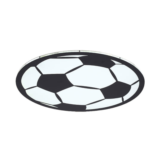 Cartoon Football Led Flush Ceiling Light For Nursery - White/Black/Pink