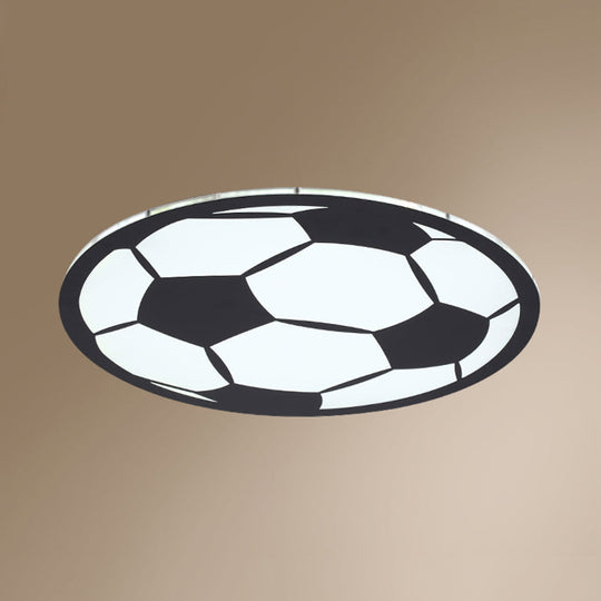 Cartoon Football Led Flush Ceiling Light For Nursery - White/Black/Pink