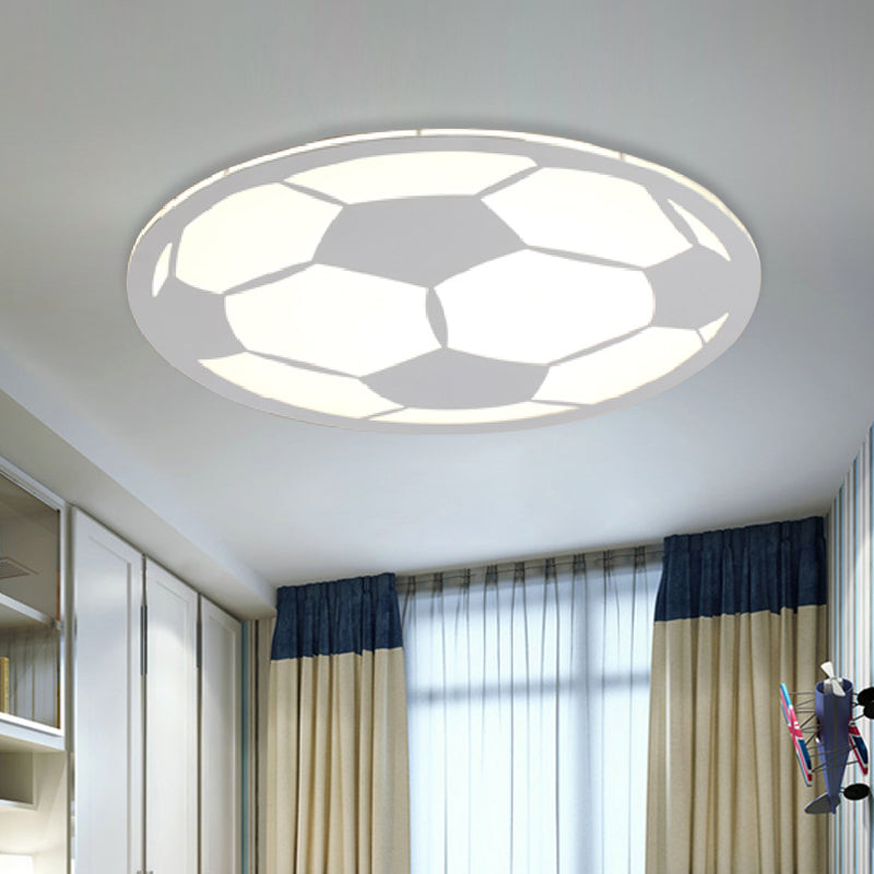 Cartoon Football Led Flush Ceiling Light For Nursery - White/Black/Pink