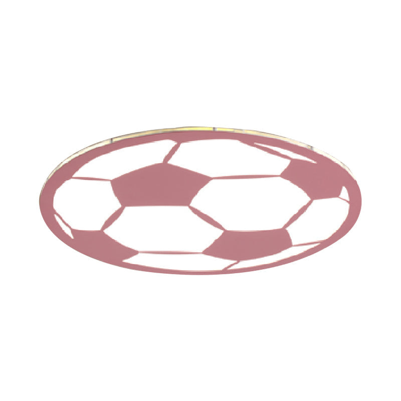 Cartoon Football Led Flush Ceiling Light For Nursery - White/Black/Pink