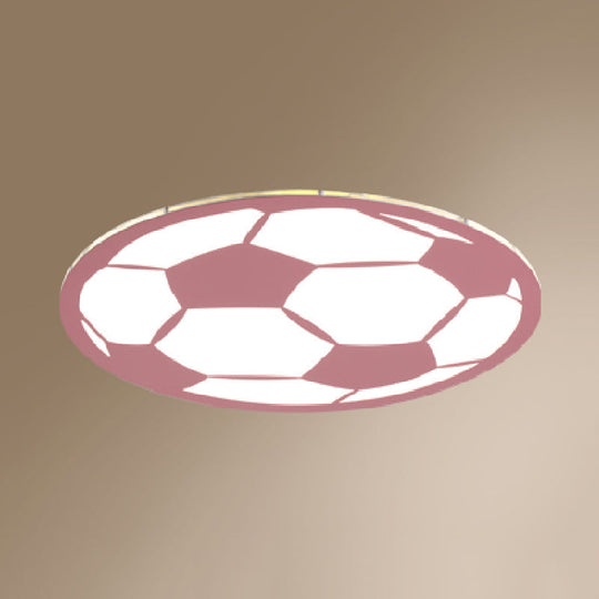 Cartoon Football Led Flush Ceiling Light For Nursery - White/Black/Pink