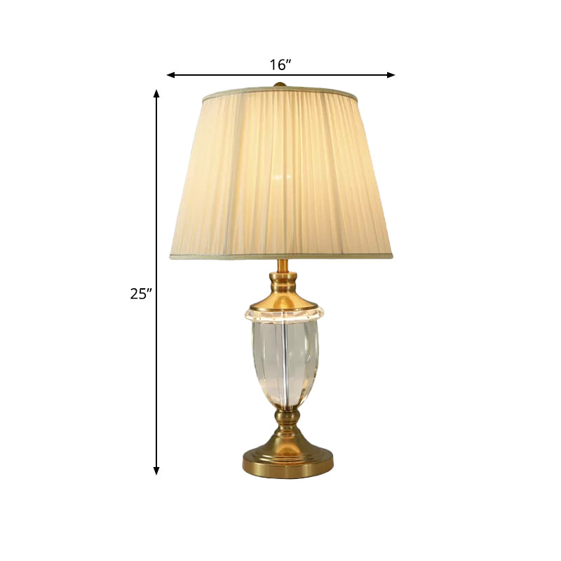 Viviana - Beige Tapering Fabric Nightstand Light With Crystal Base