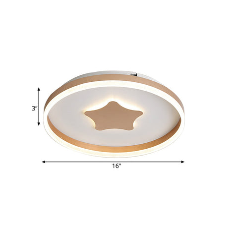 Minimalist Led Acrylic Star Flushmount Lighting In White Bedroom Flush Lamp - 16/19.5 Diameter