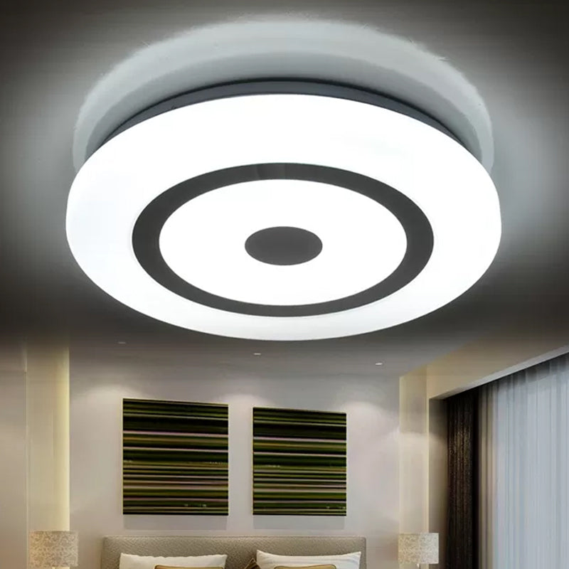 15/19 Contemporary Acrylic Led Round Flush Mount Fixture For Bedroom Lighting In Black And White /