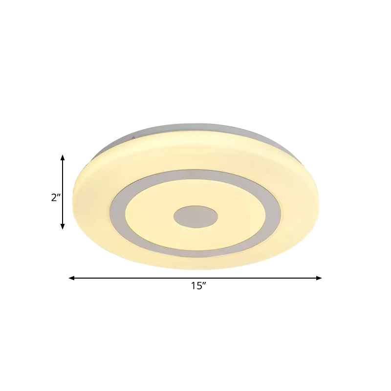 15’/19’ Contemporary Acrylic Led Round Flush Mount Fixture For Bedroom Lighting In Black And White