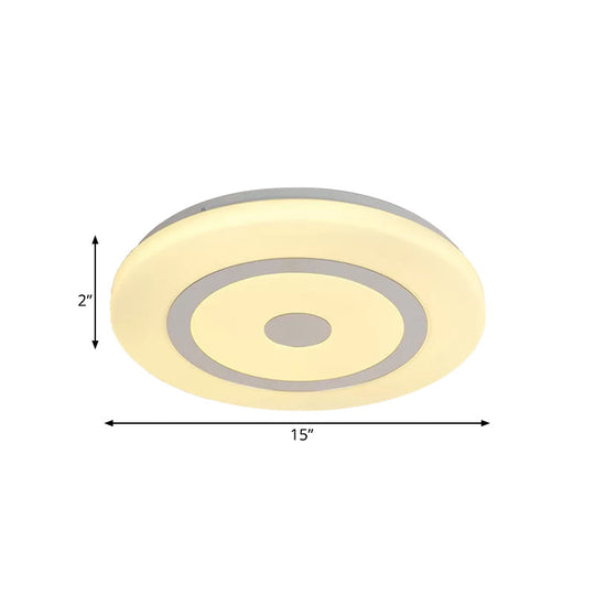 15’/19’ Contemporary Acrylic Led Round Flush Mount Fixture For Bedroom Lighting In Black And White