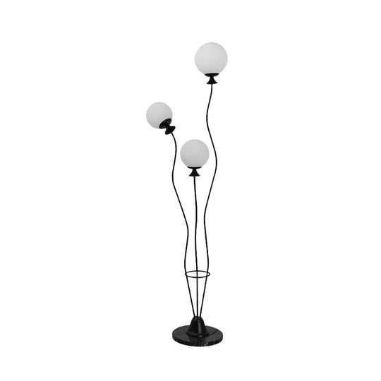 Modernist Glass Ball Standing Floor Lamp With Curved Arm - 3 Heads For Living Room Reading