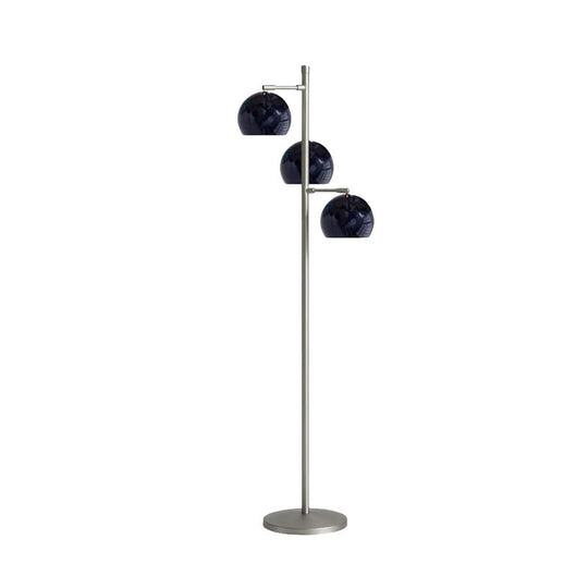 Simplicity Sphere-Shaped Metal Floor Lamp With 3 Heads In Black/White/Blue - Ideal For Living Room