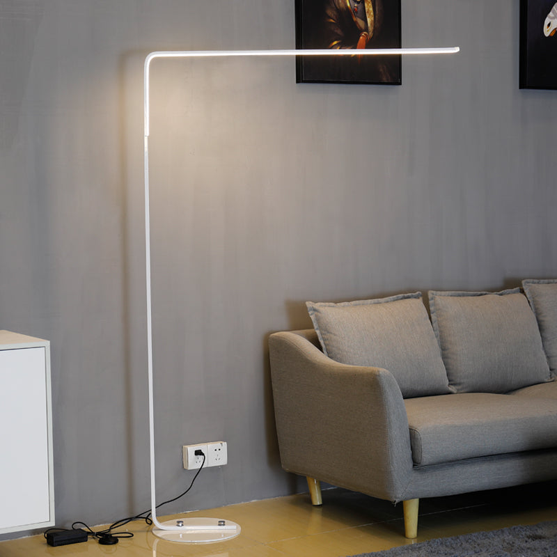 Triangle-Shaped Metallic Led Floor Lamp For Bedroom - Nordic Black/White Reading Light