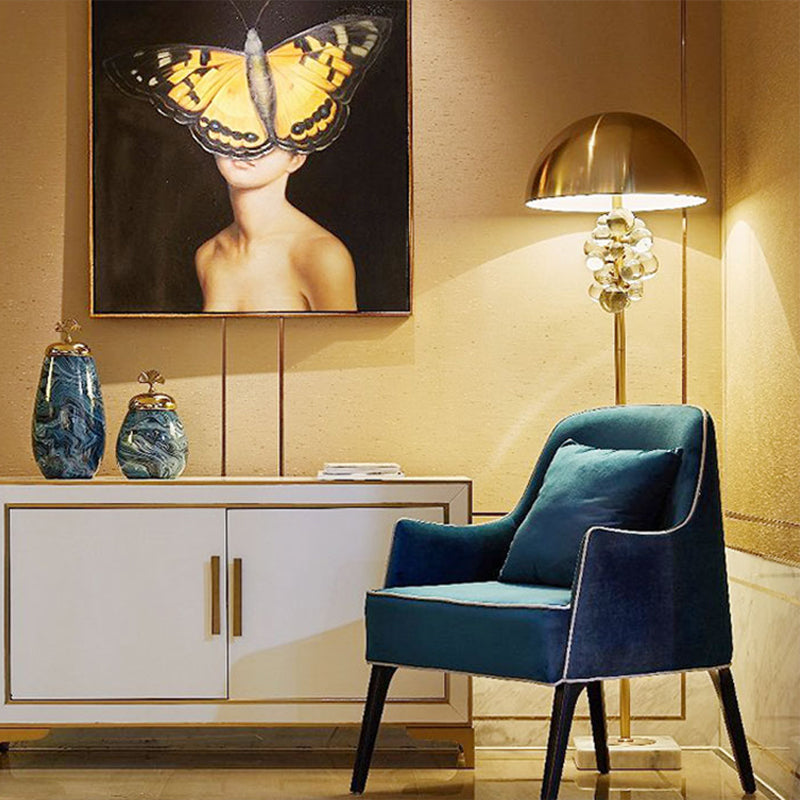 Postmodern Gold Floor Lamp With Crystal Ball Decoration - Metallic Semicircle Lighting