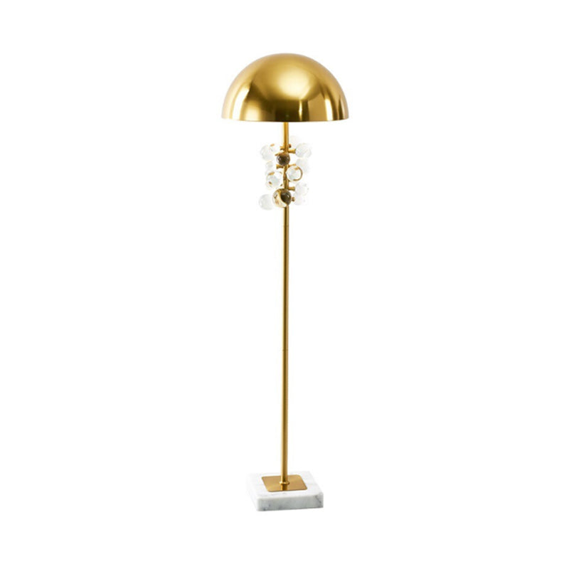 Postmodern Gold Floor Lamp With Crystal Ball Decoration - Metallic Semicircle Lighting