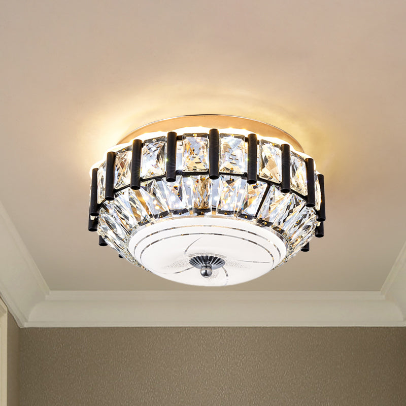 Contemporary Black Crystal Block Led Ceiling Flush Light For Corridors / A