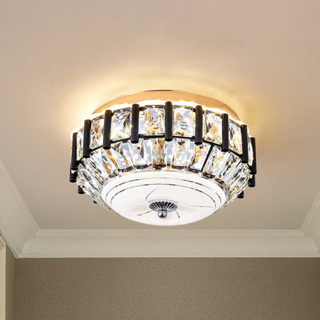 Contemporary Black Crystal Block Led Ceiling Flush Light For Corridors / A