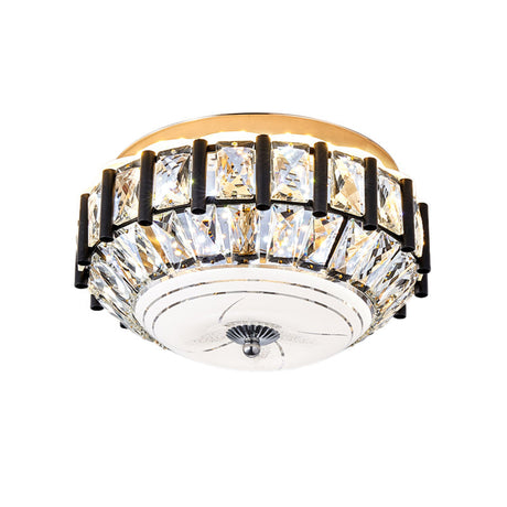 Contemporary Black Crystal Block Led Ceiling Flush Light For Corridors