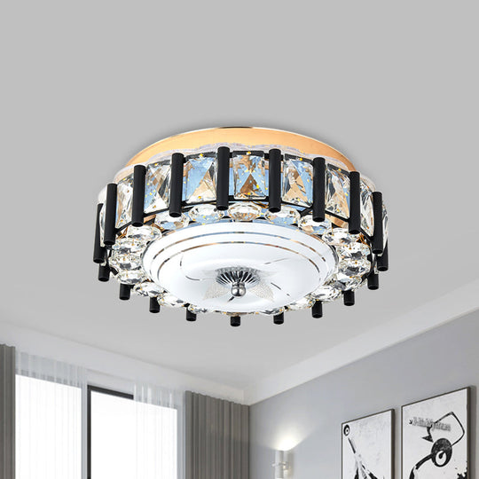 Contemporary Black Crystal Block Led Ceiling Flush Light For Corridors / B
