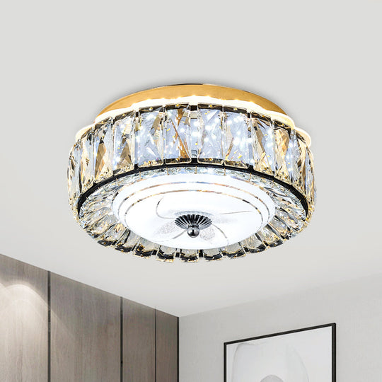Contemporary Black Crystal Block Led Ceiling Flush Light For Corridors / C