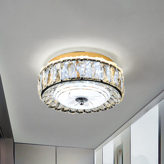 Contemporary Black Crystal Block Led Ceiling Flush Light For Corridors