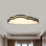 Minimalist Black Led Cloud Shape Flush Mount With Faceted Crystal For Bedroom