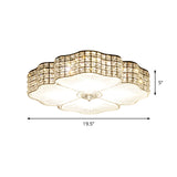 Led Ceiling Flush Light: Contemporary Crystal-Encrusted Shade With Black Flower Design