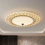 Contemporary Yellow Crystal Flushmount Led Ceiling Light For Drawing Room - 16/23.5 Wide / 23.5
