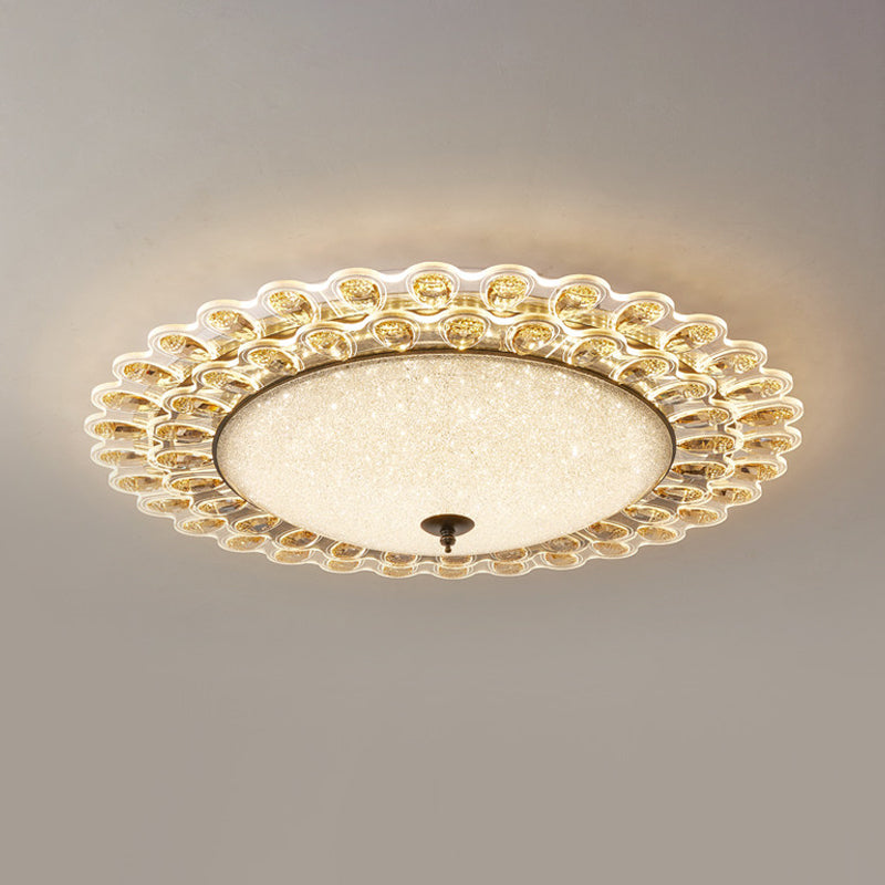Contemporary Yellow Crystal Flushmount Led Ceiling Light For Drawing Room - 16/23.5 Wide
