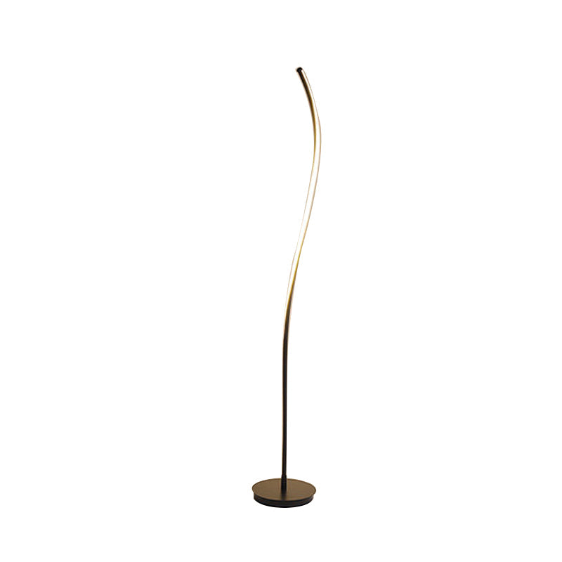 Nordic Led Floor Reading Lamp: Curved Metallic Stand For Living Room Black/White