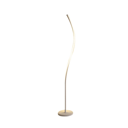Nordic Led Floor Reading Lamp: Curved Metallic Stand For Living Room Black/White