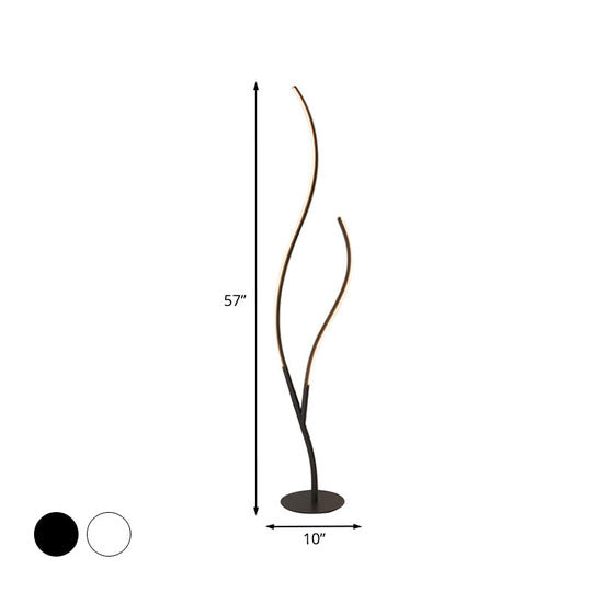 Sleek Metallic Branch Floor Reading Lamp - Modern Led Standing Light For Study Room
