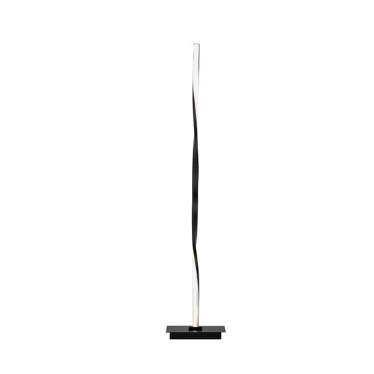 Minimalist Metallic Spiral Line Floor Reading Lamp - Black/Silver Led Stand Up Lighting In