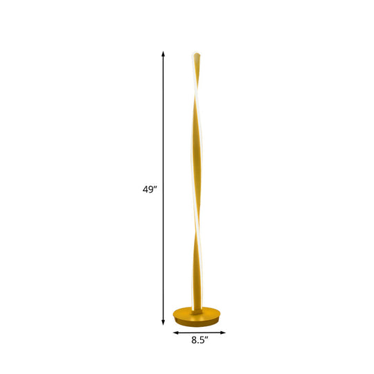 Nordic Led Twist Stick Floor Lamp - Illuminating Yellow Accent For Living Room