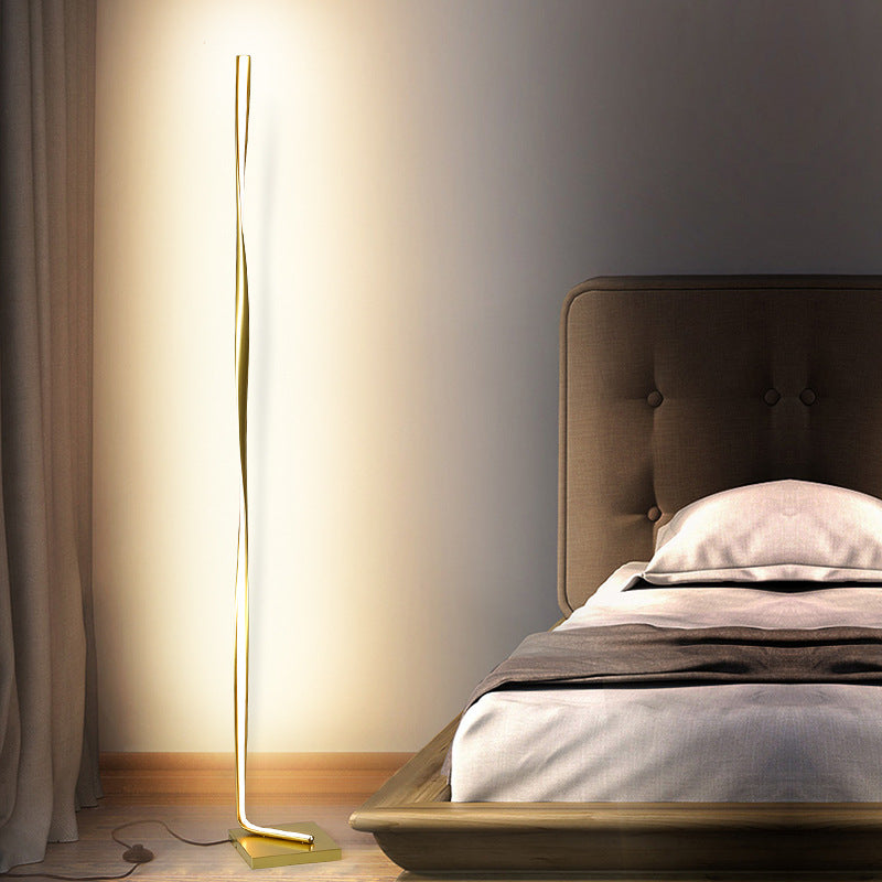 Modern Led Acrylic Floor Lamp For Study Room - Column Stand Up Lighting In Black/White/Gold With