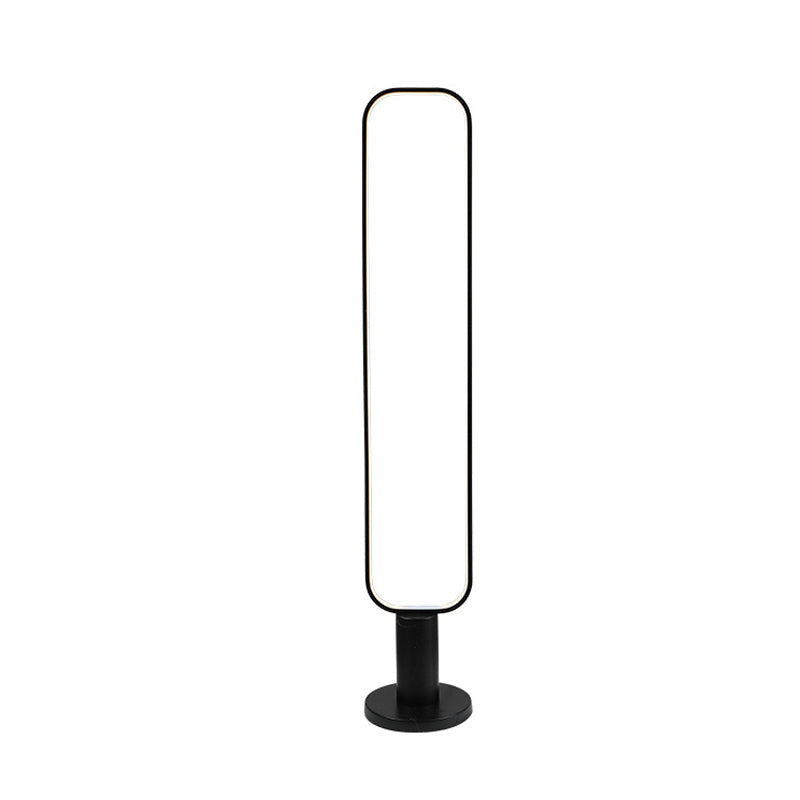 Minimalist Metal Led Bedroom Reading Floor Lamp 1/2 Tiers Rectangular Standing Light In Black/White