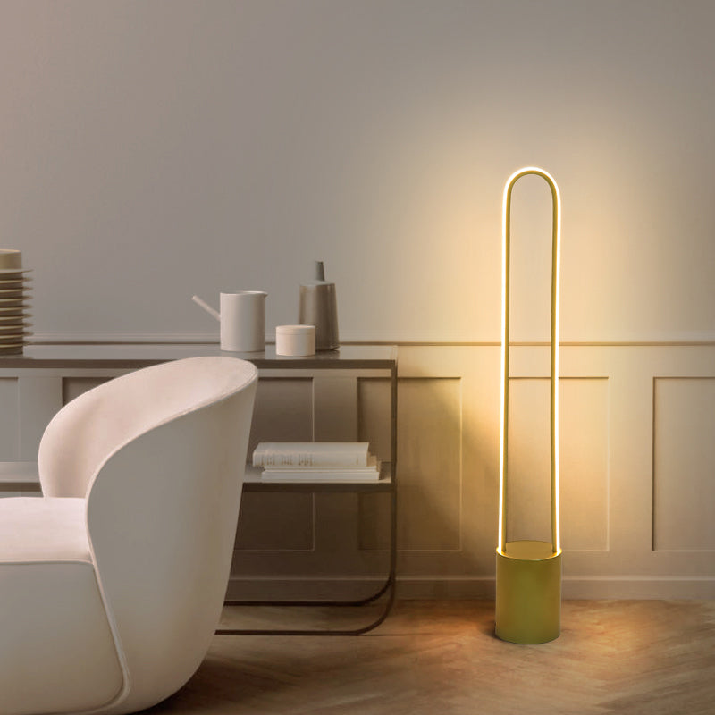 Nordic Ellipsed Floor Reading Lamp - Acrylic Led Gold Warm/White Light 39/55 H