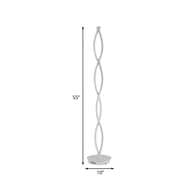 Modern Led Twisted Floor Lamp In White With Warm/White/Natural Light