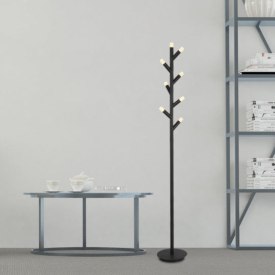 Modern Metal Tree Shape Floor Reading Lamp Black/Coffee Led Standing Light For Study Room Black