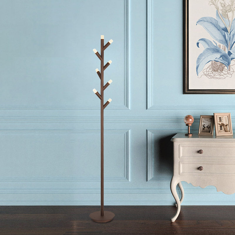 Modern Metal Tree Shape Floor Reading Lamp Black/Coffee Led Standing Light For Study Room