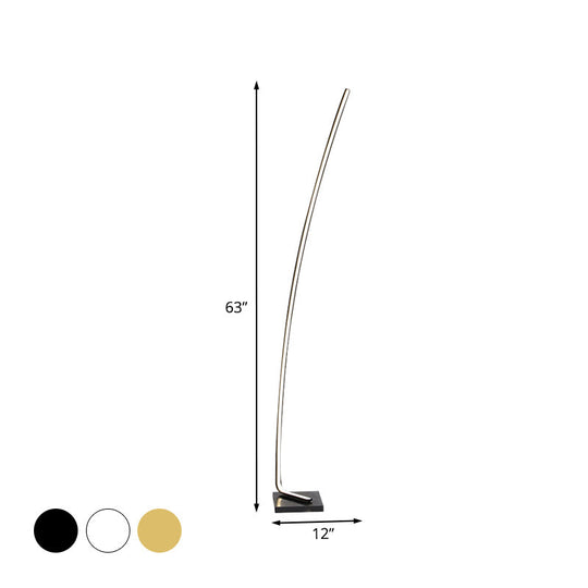 Metallic Curved Led Floor Lamp - Sleek Black/White/Gold Design For Reading Bedside And Stand-Up