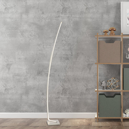 Metallic Curved Led Floor Lamp - Sleek Black/White/Gold Design For Reading Bedside And Stand-Up