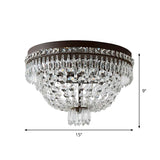 Modern Dome Frame Crystal Flush Mount Ceiling Light - 3-Light Clear Strand Black Fixture