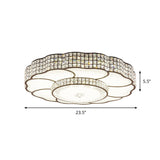 Flower Shape Crystal Flush Mount Led Lamp In Coffee Finish