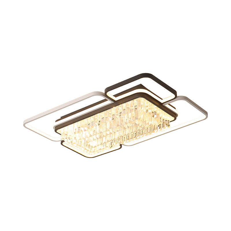 Modernist Crystal Prisms Led Ceiling Flush Mount Light - Black-White Flushmount For Living Room