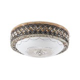 Modern Led Flush Crystal Ceiling Fixture In Black For Bedroom