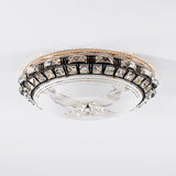 Modern Led Flush Crystal Ceiling Fixture In Black For Bedroom