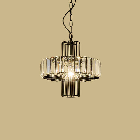 Modern Geometric Crystal Block Pendant Lamp - Black Ceiling Lighting