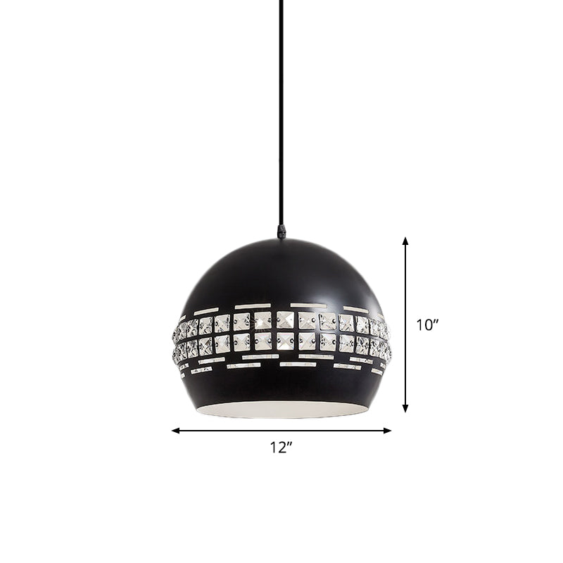 Minimalist Black Metal Shade Pendant Ceiling Lamp With Domed Suspension
