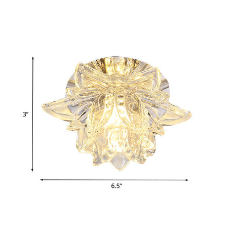 Small Led Crystal Flush Mount Modern Ceiling Lamp - Daffodils Blossom Design For Corridor