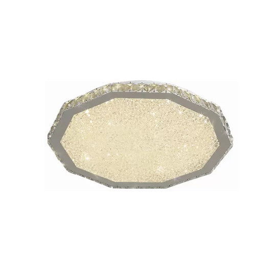 Chrome Led Crystal Polygon Ceiling Light: Minimalist Flush Mount Fixture