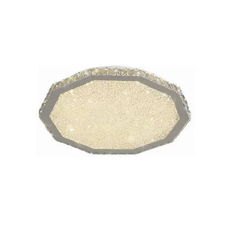 Chrome Led Crystal Polygon Ceiling Light: Minimalist Flush Mount Fixture