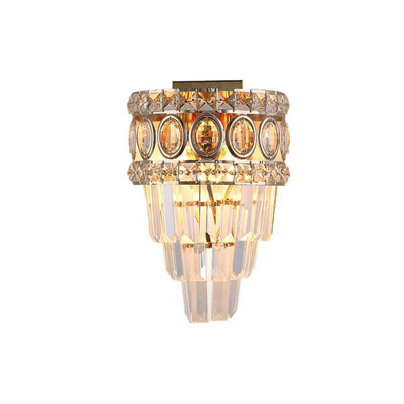 Modern Crystal Wall Lighting: 2-Light Gold Flush Mount For Living Room