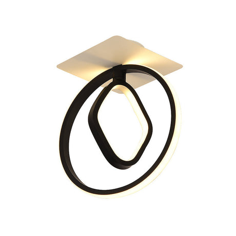 Modern Acrylic White/Black Led Ceiling Lighting For Bedroom - Ring And Rhombus Flush Mount In